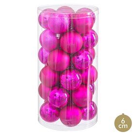 Boules de Noël Fuchsia Plastique Ø 6 cm (30 Unités)