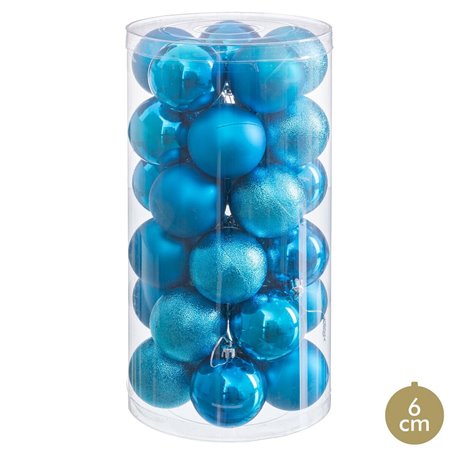 Boules de Noël Bleu Plastique Ø 6 cm (30 Unités)