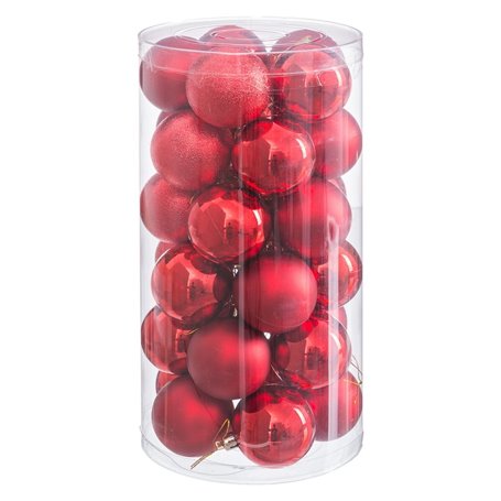 Boules de Noël Rouge Plastique Ø 6 cm (30 Unités)