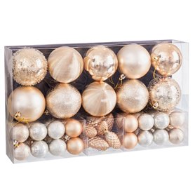 Boules de Noël Doré Plastique (50 Unités)