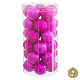 Boules de Noël Fuchsia Plastique Ø 6 cm (30 Unités)