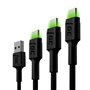 Adaptateur USB vers USB-C Green Cell KABGCSET01 Noir Vert 2 m (3 Unités)