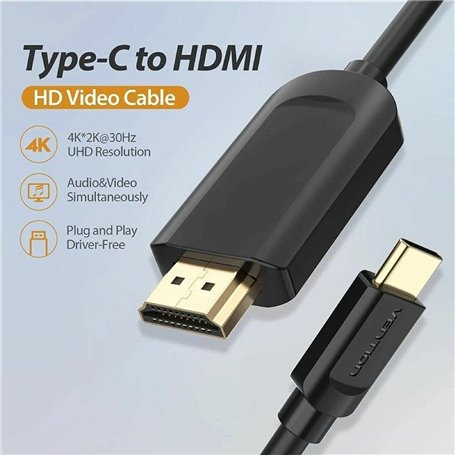 Vention CGUBH câble vidéo et adaptateur 2 m USB Type-C HDMI Noir