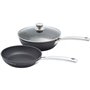 Lot sauteuse 24 cm + poele 20 cm - BAUMALU - Black edition - Avec couvercle - Aluminium