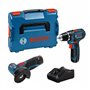 Pack 2 outils BOSCH Perceuse-visseuse GSR 12V-15 + Meuleuse angulaires GWS 12V-76 + 2 batteries 2Ah 12V + chargeur en L-BOXX