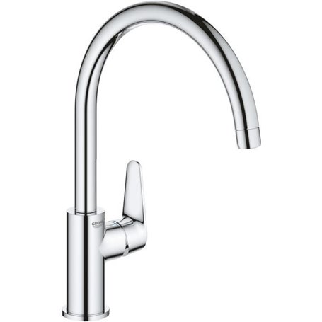 Mitigeur monocommande Evier - GROHE - 31554001 - Col de cygne - Chromé - Métal - Gris