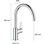 Mitigeur monocommande Evier - GROHE - 31554001 - Col de cygne - Chromé - Métal - Gris