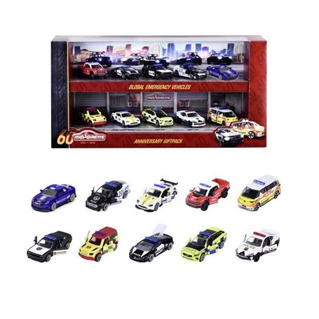 Majorette - Pack anniversery - Coffret 10 véhicules SOS - Portes ouvrantes