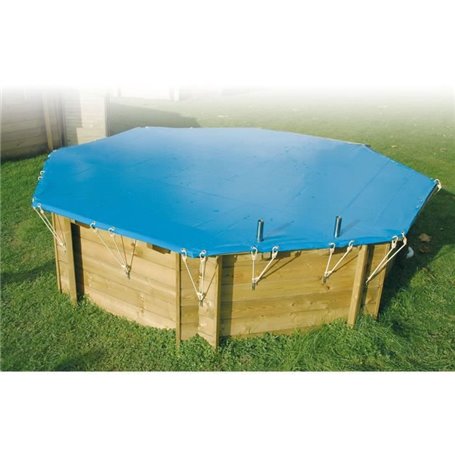 Bâche d'hiver et de sécurité pour piscine bois - UBBINK - Octogonale 360 - Epaisseur 550gr - Conforme NF P 90-308