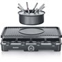 Combiné Raclette-Fondue - SEVERIN - RG2347 - 8 pers - Caquelon avec 8 fourchettes et 8 spatules - Noir