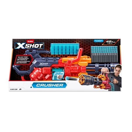 Blaster Automatique - ZURU - XSHOT Crusher - Ceinture de 35 fléchettes - Portée de 27 metres