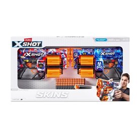 Pack Blasters - ZURU - XSHOT Skins Dread 2PK - Blasters double canon rotatif avec 48 fléchettes et tir a 27 metres