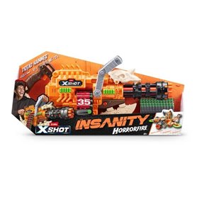 Blaster a Ceinture - ZURU - XSHOT Insanity HorrorFire Dread Hammer - Blaster avec ceinture de 35 fléchettes et portée de 30 metr