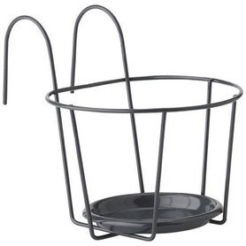 Porte Pot Balcon - GARDEN ID - 21 cm Anthracite - Taille Optimale - Design Élégant - Support Sûr