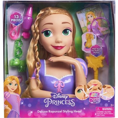 Tete a coiffer - DISNEY PRINCESSES - Tete a Coiffer Raiponce Deluxe - 12 accessoires