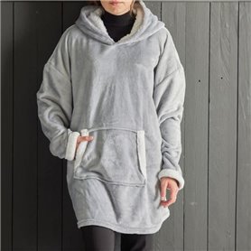 Sweat plaid polaire - TODAY - Manches longues et poche - 70 x 87 cm - Gris