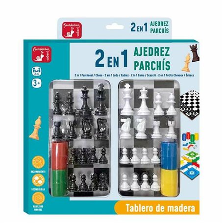 Jouet Educatif Juinsa 30 x 30 cm Jeu d'Échecs Parchis