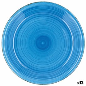 Assiette plate Quid Vita Azul Bleu Céramique Ø 27 cm (12 Unités)