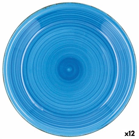 Assiette plate Quid Vita Azul Bleu Céramique Ø 27 cm (12 Unités)