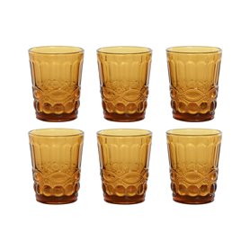 Set de Verres Home ESPRIT Ambre Verre Avec relief 240 ml (6 Unités)