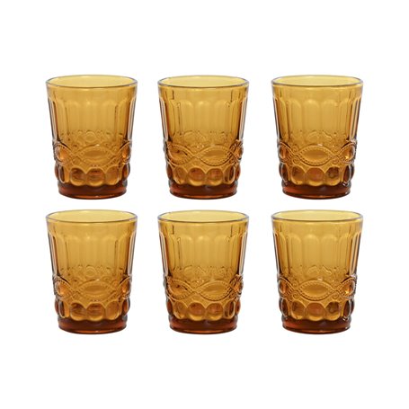 Set de Verres Home ESPRIT Ambre Verre Avec relief 240 ml (6 Unités)