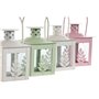 Lampadaire Home ESPRIT Blanc Vert Rose Verre Fer Shabby Chic 7 x 7 x 10 cm (3 Pièces) (4 Unités)