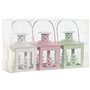 Lampadaire Home ESPRIT Blanc Vert Rose Verre Fer Shabby Chic 7 x 7 x 10 cm (3 Pièces) (4 Unités)