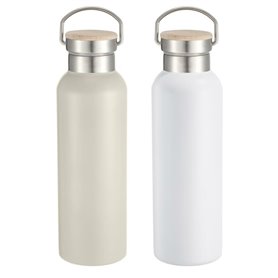 Bouteille d'eau Home ESPRIT Blanc Beige Naturel Bambou Acier inoxydable 500 ml (2 Unités)