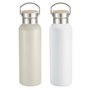 Bouteille d'eau Home ESPRIT Blanc Beige Naturel Bambou Acier inoxydable 500 ml (2 Unités)