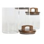 Set de 3 Boites Home ESPRIT Marron Transparent Acacia Verre Borosilicaté 650 ml 900 ml 1 L 3 Pièces