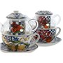 Théière Home ESPRIT Bleu Blanc Verre Porcelaine (2 Unités)