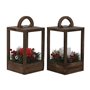 Lanterne Home ESPRIT Blanc Marron Rouge Bois 16 x 16 x 26 cm (2 Unités)