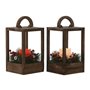 Lanterne Home ESPRIT Blanc Marron Rouge Bois 16 x 16 x 26 cm (2 Unités)