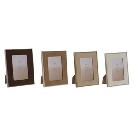 Cadre photo Home ESPRIT Blanc Marron Beige Marron Clair Velours Verre Moderne 16 x 2 x 21 cm (4 Unités)