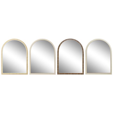 Miroir mural Home ESPRIT Marron Beige Naturel Ivoire Scandi 55 X 2 X 75 cm (4 Unités)