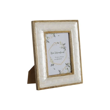 Cadre photo Home ESPRIT Blanc Naturel Nacre noire Bois de manguier Moderne 21