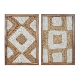 Cadre Home ESPRIT Blanc Naturel Géométrique Boho 40 x 3 x 60 cm (2 Unités)