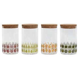 Boîte Home ESPRIT Jaune Vert Naturel Liège Silicone Verre Borosilicaté Shabby Chic 1 L (4 Unités)