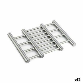 Dessous de plat Extensible Argenté Acier inoxydable 23 x 2 x 20 cm (12 Unités)