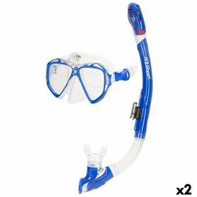 Masque de Plongée avec Tube AquaSport Bleu Adultes (2 Unités)