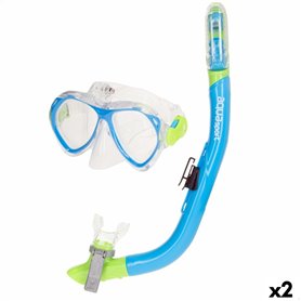 Masque de Plongée avec Tube pour Enfants AquaSport Bleu (2 Unités)