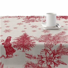 Nappe enduite antitache Belum Christmas Toile Rouge Lin 140 x 140 cm