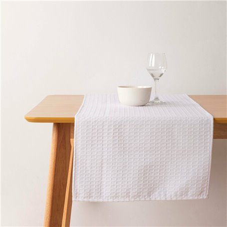 Chemin de Table Belum Waffle Blanc 45 x 140 cm