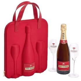 Champagne Piper-Heidsieck - Cuvée Brut - Coffret Travel Flute Gift Set 1 Bouteille + 2 flûtes