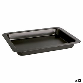 Plateau pour Four Quid Sweet Grey Noir Métal 36 x 24 x 4 cm (12 Unités)