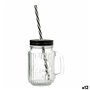 Carafe avec Couvercle et Paille Quid Maison Transparent verre 470 ml (12 Unités)
