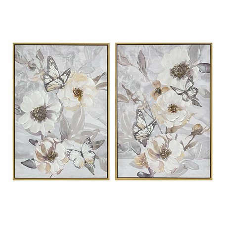 Cadre DKD Home Decor Fleurs (50 x 3