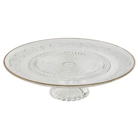 Assiette plate Home ESPRIT Transparent Doré Verre 33 x 33 x 9