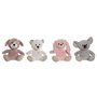 Jouet Peluche Home ESPRIT Blanc Marron Gris Rose Polyester Animal 25 x 20 x 28 cm (4 Unités)