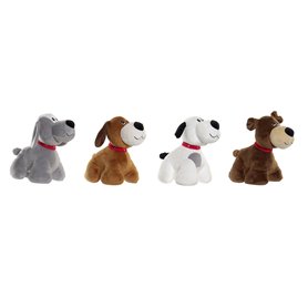 Jouet Peluche Home ESPRIT Blanc Marron Gris Polyester Chien 22 x 21 x 26 cm (4 Unités)